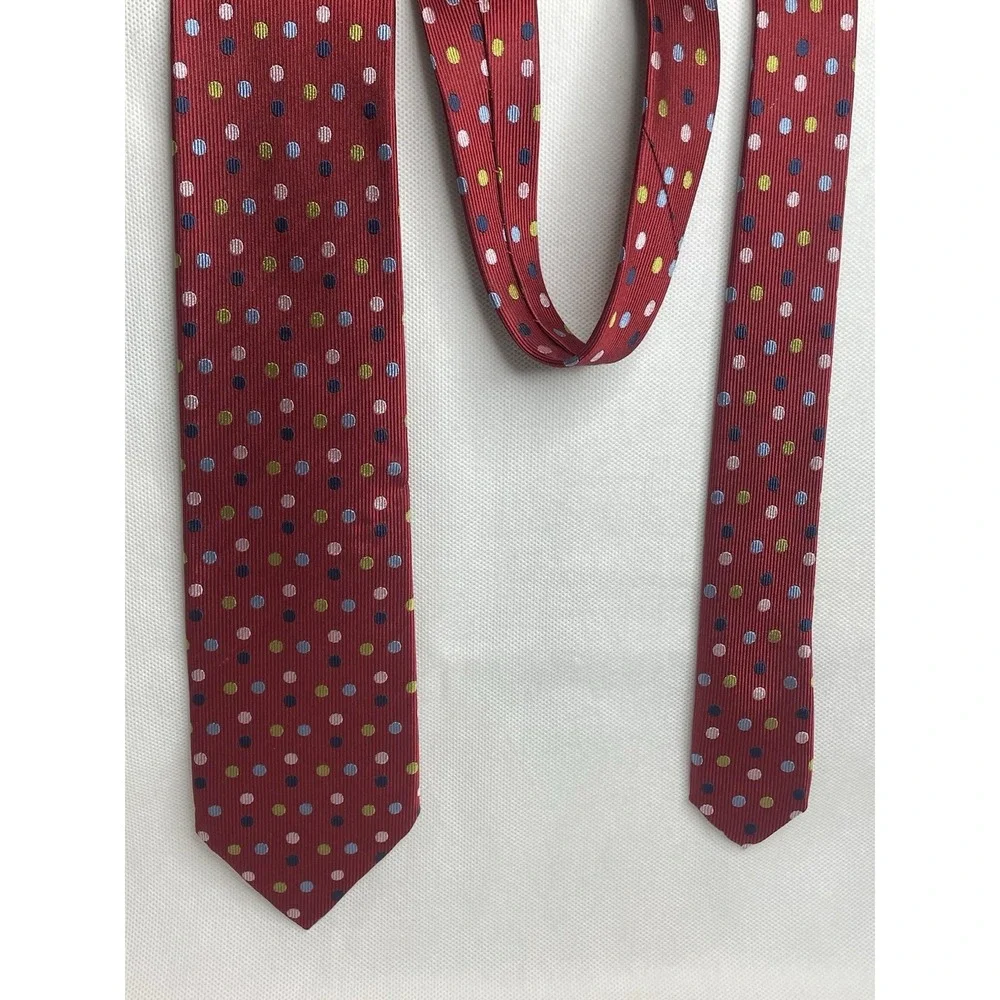 New Vintage Brioni Red Polkadot Tie Classic Repp Silk Handmade in Italy Necktie